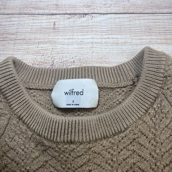 Wilfred Arbor Textured Knit Sweater Size Small Taupe Crewneck Pullover Aritzia - Picture 3 of 8